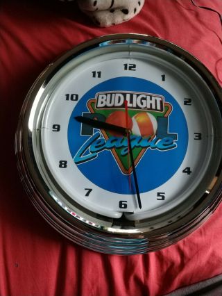 in the box Bud Light Pool League Neon Clock 3