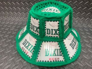Vintage Dixie Beer Can Crochet Knit Hat Retro Handmade -