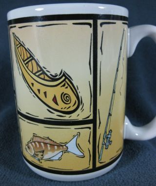 Nadeana Fishing Coffee Mug Cup Ceramic Canoe Fish Fishing Rod Cabin Bait Box