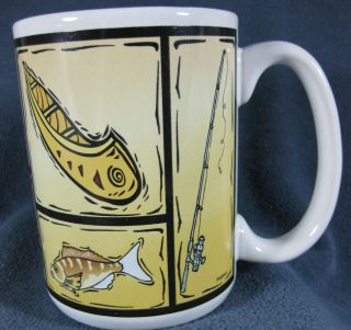 Nadeana Fishing Coffee Mug Cup Ceramic Canoe Fish Fishing Rod Cabin Bait Box 2