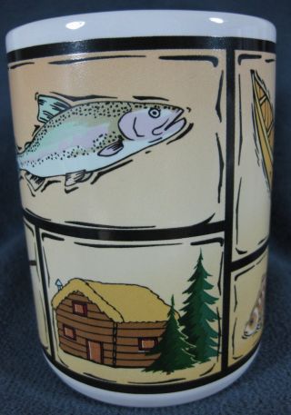 Nadeana Fishing Coffee Mug Cup Ceramic Canoe Fish Fishing Rod Cabin Bait Box 3