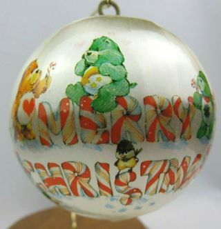 1984 American Greetings Care Bears Satin Ball Merry Christmas Ornament Ao - 218