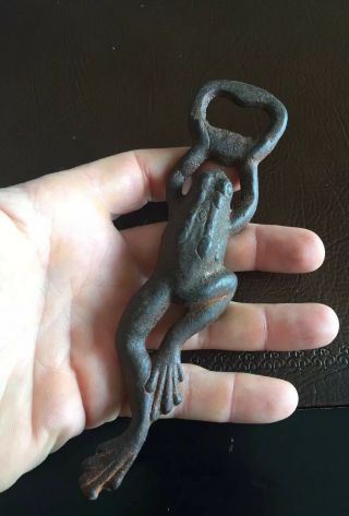 Cast Iron Beer Bottle Opener Solid Metal Patina Finish Seal Frog Man Rustic Bbq