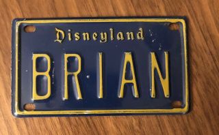 Vintage 1970’s Disneyland Name Bicycle Bike License Plate “brian”