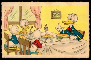 Donald Duck Walt Disney Mickey - Mouse.  Vintage Postcard France 1948