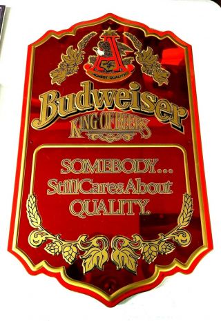 1991 Budweiser King Of Beers Red Metallic Sign - Nos - Very