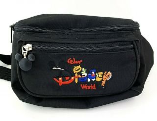 Walt Disney World Mickey Mouse Embroidered Black Fanny Pack Bag