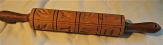 Wooden Rolling Pin With Carved Cut Out Designs Very Old