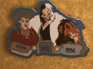 Disney Epcot Journey Through Time Pin - Scar,  Cruella And Lady Tremaine - Le2000