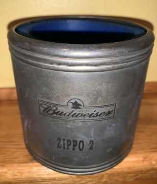Rare Budweiser Zippo 2 Silver Plated Beer Holder