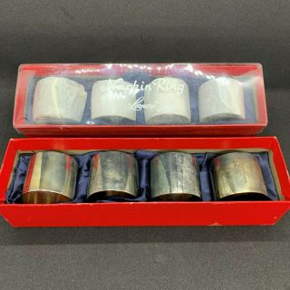 Vintage Leonard Silver Plate Napkin Rings Set Of Eight In Boxes