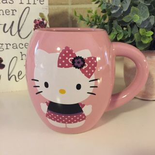 Hello Kitty Coffee Mug Oval Barrel Tea Cup Pink 2013 Vandor