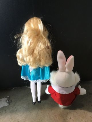 Vintage Disney ' s Alice in Wonderland Barbie Doll And White Rabbit Plush 3
