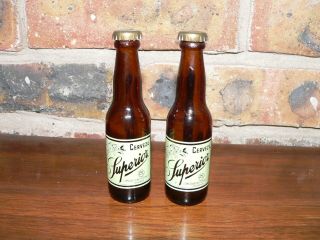 Vintage Cerveza Superior 4.  25 " Mini Beer Bottle Salt & Pepper Shakers Set
