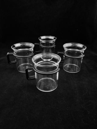 Bodum? Star Trek Captain Picard Black Handle Glass Mugs Tea Coffee Cup Set Of 4