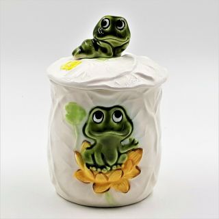 Vintage Neil The Frog Small Ceramic Jar With Lid 5 " Sears Roebuck 1978 Japan
