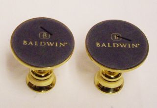 2 Baldwin Polished Brass Candlesticks Candle Holders Round Ornate Base 3 