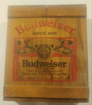 Vintage Budweiser Man Cave Wood Wall Cabinet Curio Storage Box W/9 Cubbies
