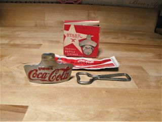 TWO COKE BOTTLE OPENERS ONE STILL IN ORIG BOX STARR X COCA COLA 1950 - 60s 3