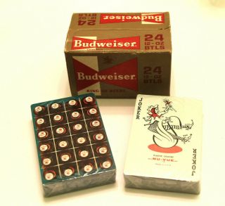 Vintage Nos Budweiser Beer 24 Pack Double Deck Plastic Nu - Vue Playing Card Case