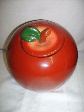 Vintage Red Apple Cookie Jar Made In Portugal