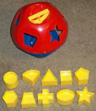 Vintage Tupperware Toy Shape O Ball,  Shape Sorter Complete With 10 Shapes