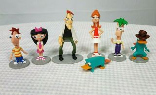 Disney Store Phineas & Ferb Play Set 7 Figures Cake Toppers 8w