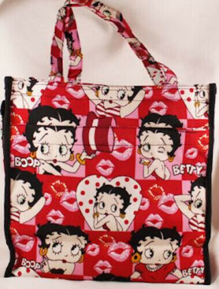 Betty Boop Red Heart Canvas Tote Bag