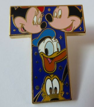 Disney Pin Alphabet Letter T Mickey Minnie Pluto Donald Pin Pic 86627