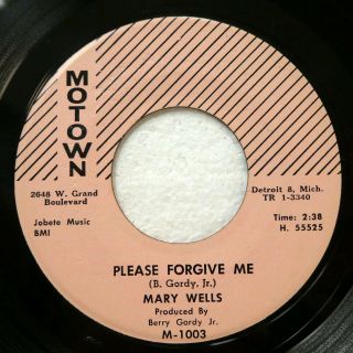Mary Wells 45 Bye Bye Baby / Please Forgive Me Motown Soul C3777