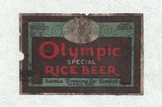 Beer Label - Canada - Olympic Special Rice Beer - Sarnia Brg.  Co.  Ltd. ,  Ontario
