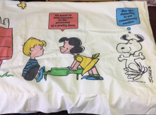 Vintage 1971 Peanuts Snoopy Schultz Twin Size Flat Sheet Utica Steven