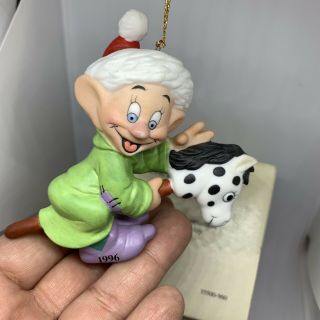 Disney Dopey Grolier 1996 Porcelain Ornament Snow White & Seven Dwarfs Figurine