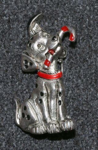Disney Pin 101 Dalmatians Lucky Candy Cane Silver Tone Brooch