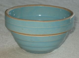 Vintage Yellow Ware Bowl,  Aqua Blue,  3 " X 5 "