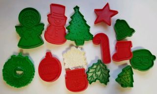 14 Vintage Hallmark Plastic Christmas Cookie Cutters Santa Snowman Angel Tree