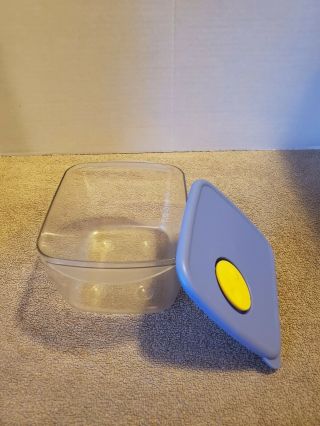 Tupperware Rock N Serve 6 1/4 Cup Microwave Container 3384 Clear With Blue Lid