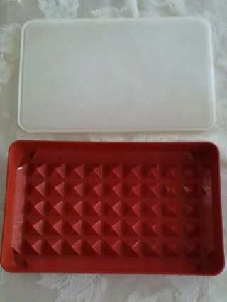 Tupperware Vintage Red Covered Hot Dog Deli Meat Bacon Keeper 1292 - 5
