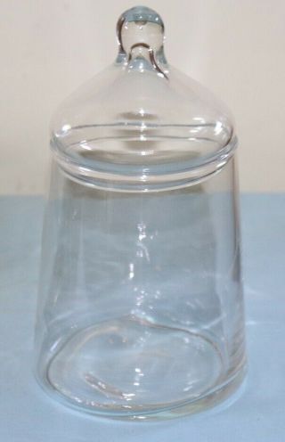 Vintage Clear Glass Apothecary Jar Dome Lid Ball Handle Candy Jar 7 1/2 Inch