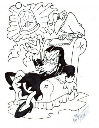 Magica De Spell Hand Drawn & Inked Page Signed Mickey Jordan Convention Art