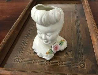 Lovely Vintage Ceramic Ladies Head Planter Vase With " Horseshoe Mark " Japan