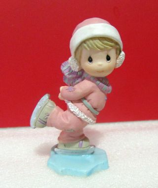 Miniature Precious Moments Little Girl Ice Skating Mini Figurine