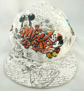 Walt Disney Theme Park Authentic Mickey Mouse Graffiti Adult Baseball Hat Cap
