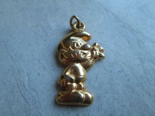 Vintage 80’s Marked Gold Pendant Charm Smurfs Adorable Peyo S.  E.  P.  P 1988