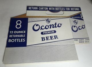 Extremely Rare Minty Oconto Beer 8 Pack Bottle Return Carton Wow