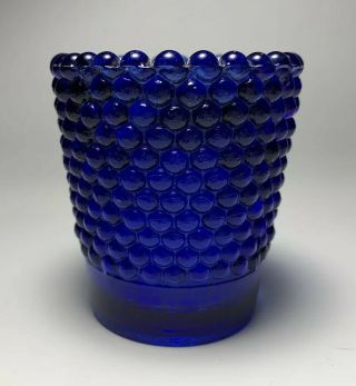 Bintage Cobalt Blue Glass Candle Votive Holder Beaded Glass Taiwan Transparent