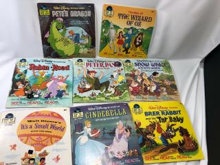 Set Of 8 Walt Disney 24 Page Read Along Book & Records Wizard Of Oz Small World