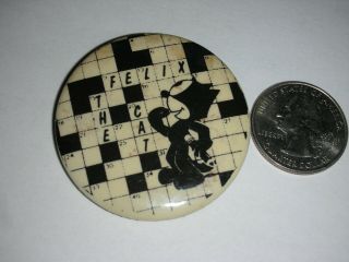 Vintage 60s 70s Felix The Cat Cross Word Puzzle Celluloid Pin Back Pin