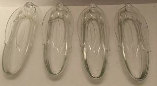 Corn On The Cob Holders Set Of 4 Vintage Clear Pressed Heavy Glass Dishes