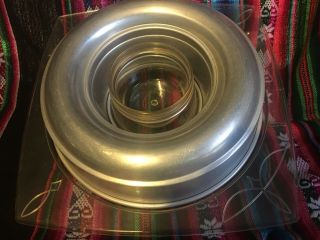 Vintage Aluminum Ice Ring Jello Mold Bundt Cake Pan 8 3/4 ",  Tray/lid